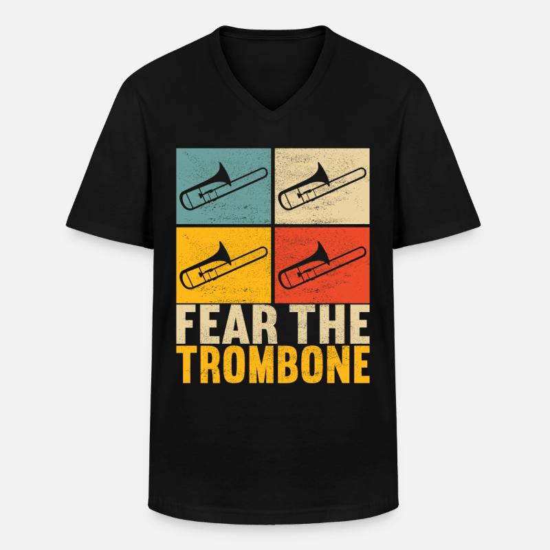 Posaune Trombone - Männer-T-Shirt mit V-Ausschnitt - Schwarz