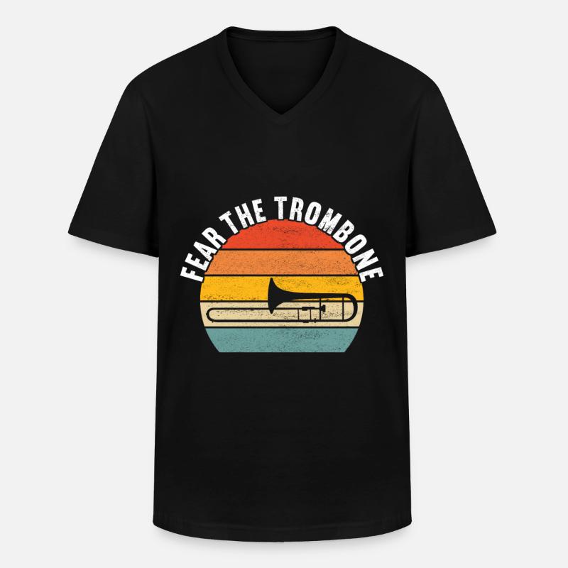 Posaune Trombone - Männer-T-Shirt mit V-Ausschnitt - Schwarz
