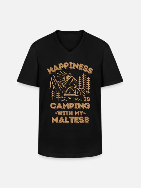 Camping mit Maltesern - Männer-T-Shirt mit V-Ausschnitt - Schwarz