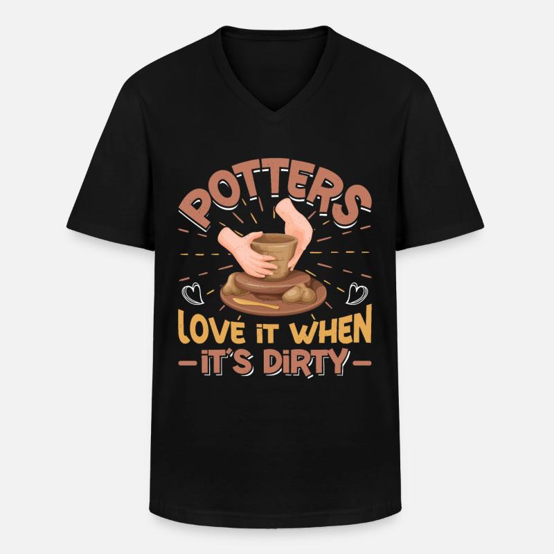 Ceramic Pottery Design - Männer-T-Shirt mit V-Ausschnitt - Schwarz