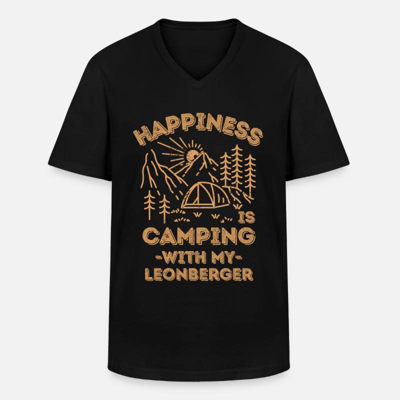 Camping mit Leonberger - Männer-T-Shirt mit V-Ausschnitt - Schwarz