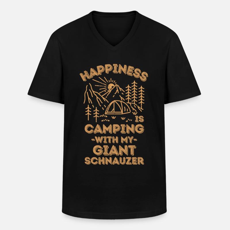 Camping mit Riesenschnauzer - Männer-T-Shirt mit V-Ausschnitt - Schwarz