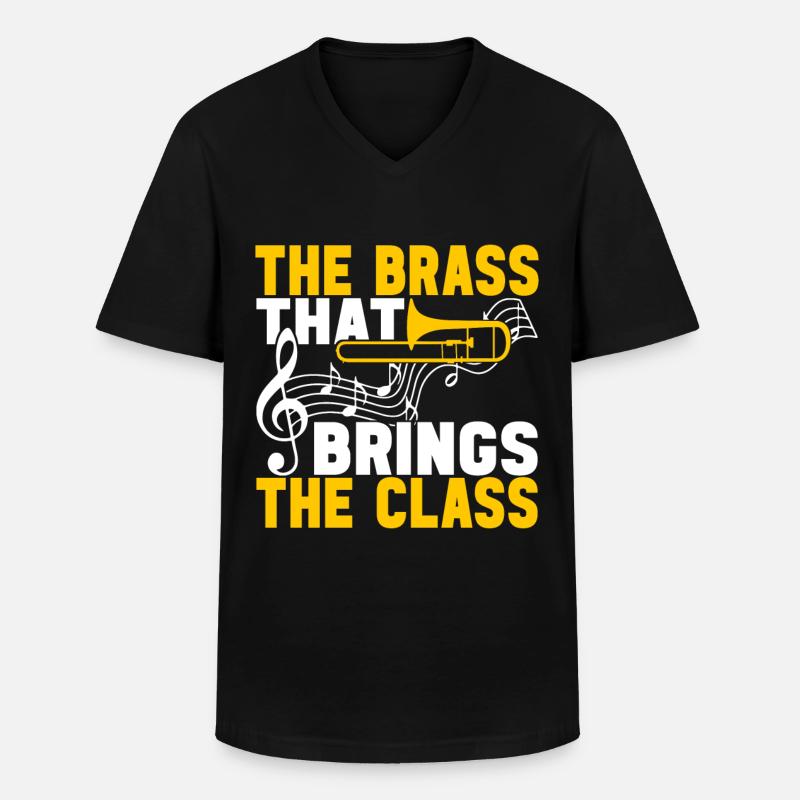 Posaune Trombone - Männer-T-Shirt mit V-Ausschnitt - Schwarz
