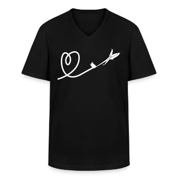Segelflugzeug Herz Segelflieger - Männer-T-Shirt mit V-Ausschnitt - Schwarz - Vorne - AI Model Male 178 dark (178cm)