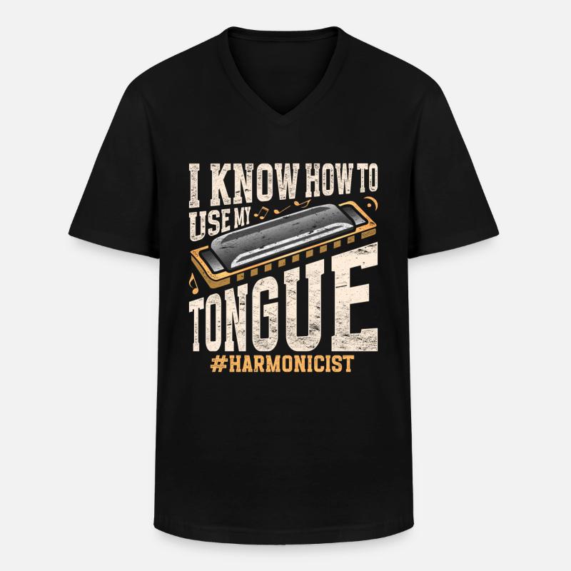 Harmonica harmonica player - Men's V-Neck T-Shirt - black