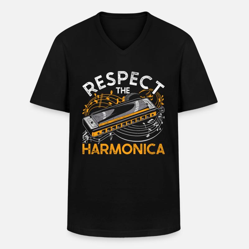 Harmonica harmonica player - Men's V-Neck T-Shirt - black