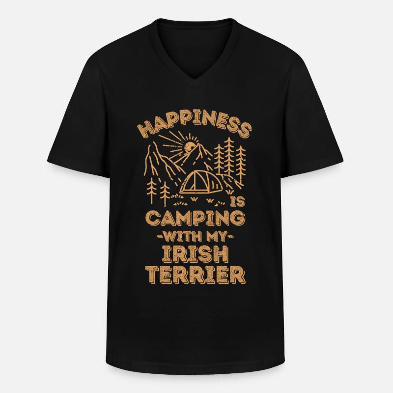 Camping mit Irish-Terrier - Männer-T-Shirt mit V-Ausschnitt - Schwarz