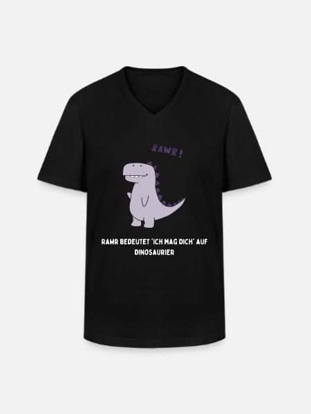 Dino - Männer-T-Shirt mit V-Ausschnitt - Schwarz