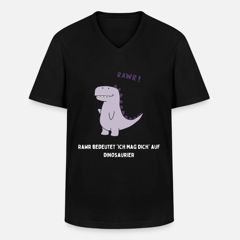Dino - Männer-T-Shirt mit V-Ausschnitt - Schwarz