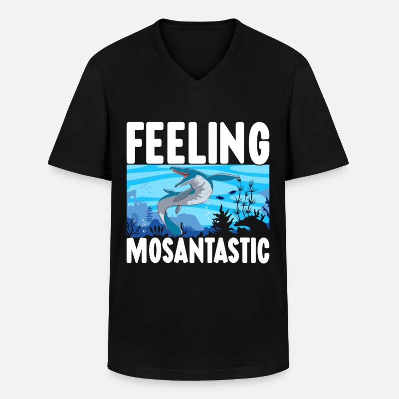 Mosasaurus Dinosaurier - Männer-T-Shirt mit V-Ausschnitt - Schwarz