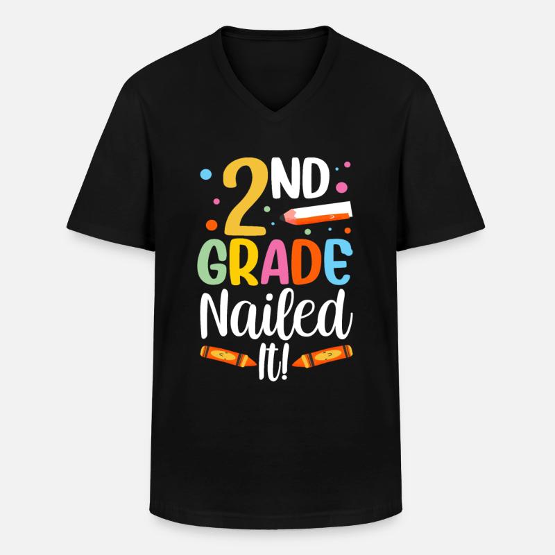 Zweite Klasse Volltreffer Zweitklässler Lehrer - Männer-T-Shirt mit V-Ausschnitt - Schwarz