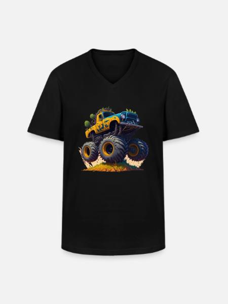Monstertruck - Männer-T-Shirt mit V-Ausschnitt - Schwarz