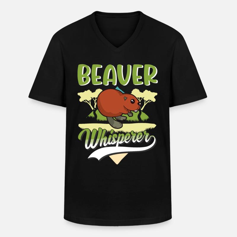 Biber Flüsterer Biberdamm - Männer-T-Shirt mit V-Ausschnitt - Schwarz