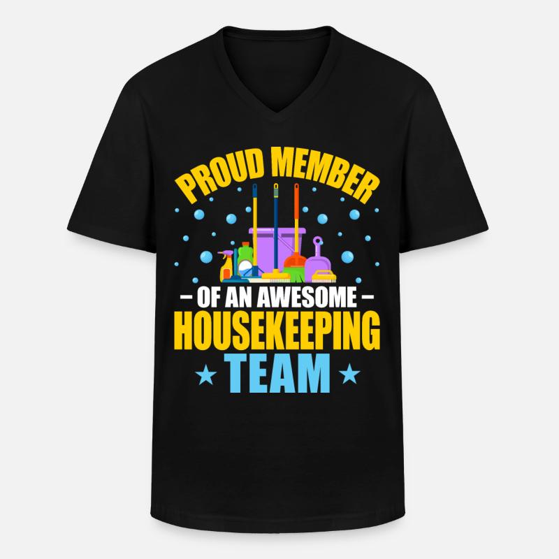 Awesome Housekeeping Team - Männer-T-Shirt mit V-Ausschnitt - Schwarz