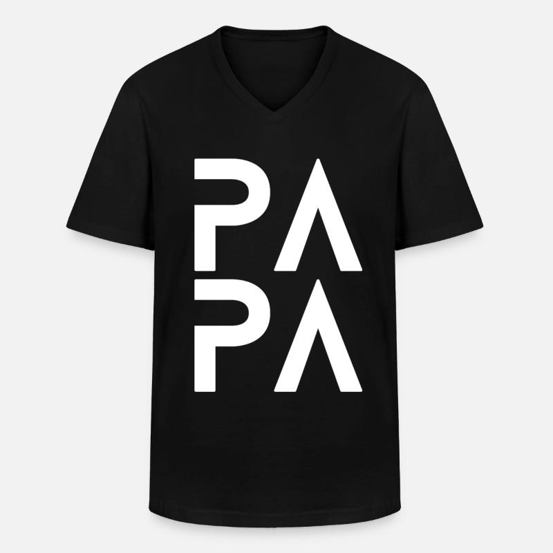 PAPA - Männer-T-Shirt mit V-Ausschnitt - Schwarz