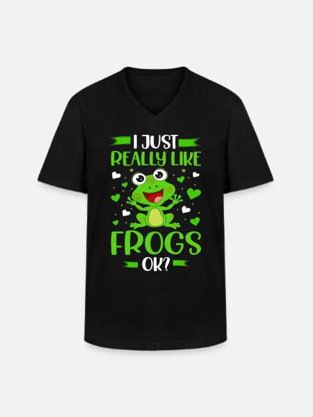 I just like frogs - Men's V-Neck T-Shirt - black