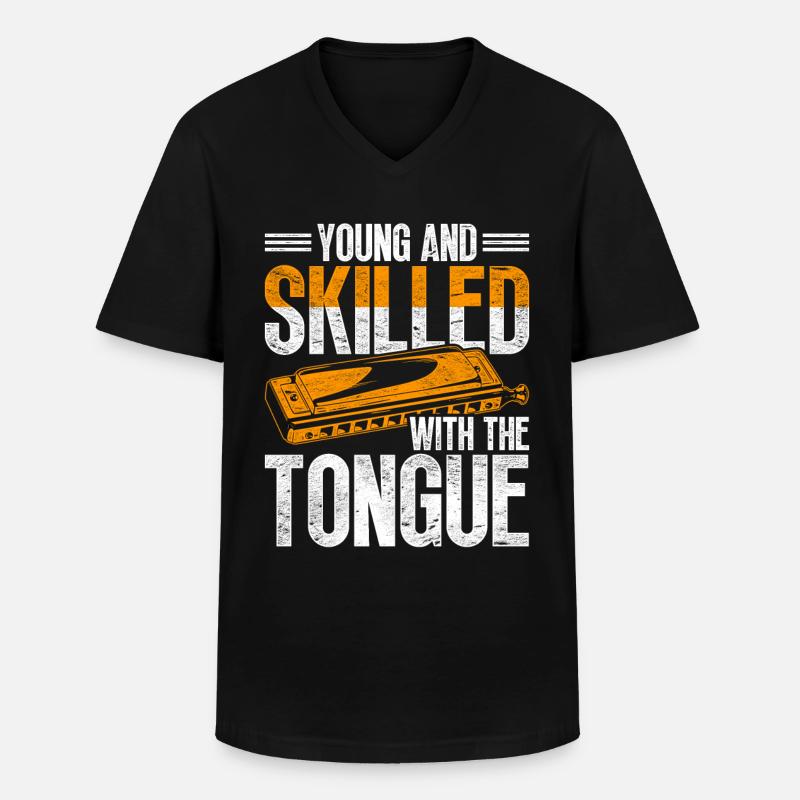 Harmonica harmonica player - Men's V-Neck T-Shirt - black