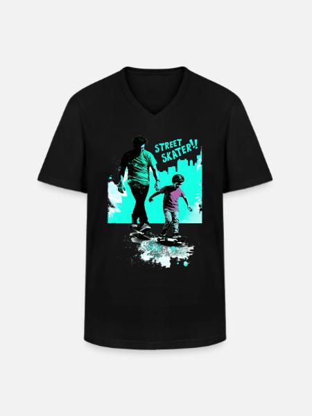 Father and Son Skateboard Gift - Men's V-Neck T-Shirt - black