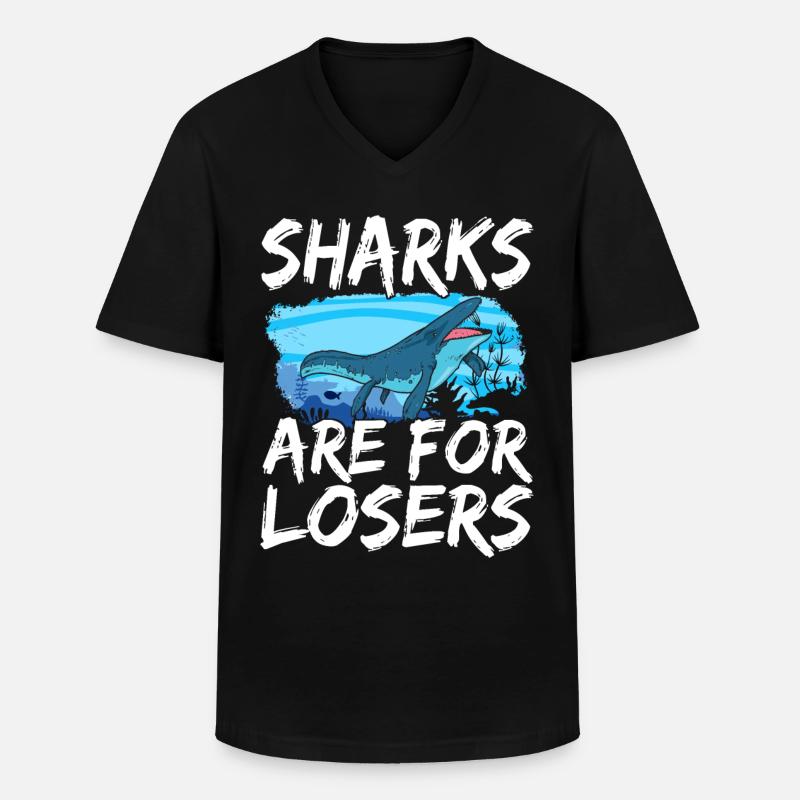Mosasaurus Dinosaurier - Männer-T-Shirt mit V-Ausschnitt - Schwarz