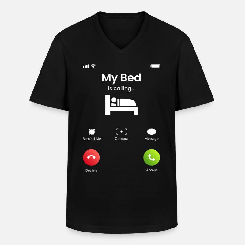My Bed Is Calling - Männer-T-Shirt mit V-Ausschnitt - Schwarz