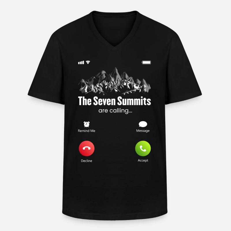 The Seven Summits Are Calling - Männer-T-Shirt mit V-Ausschnitt - Schwarz