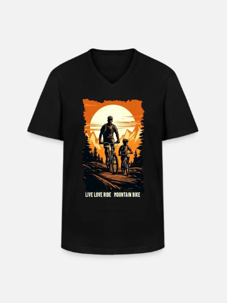 Padre e figlio mountain bike mountain biker regalo - Maglietta da uomo classica con scollo a V - nero