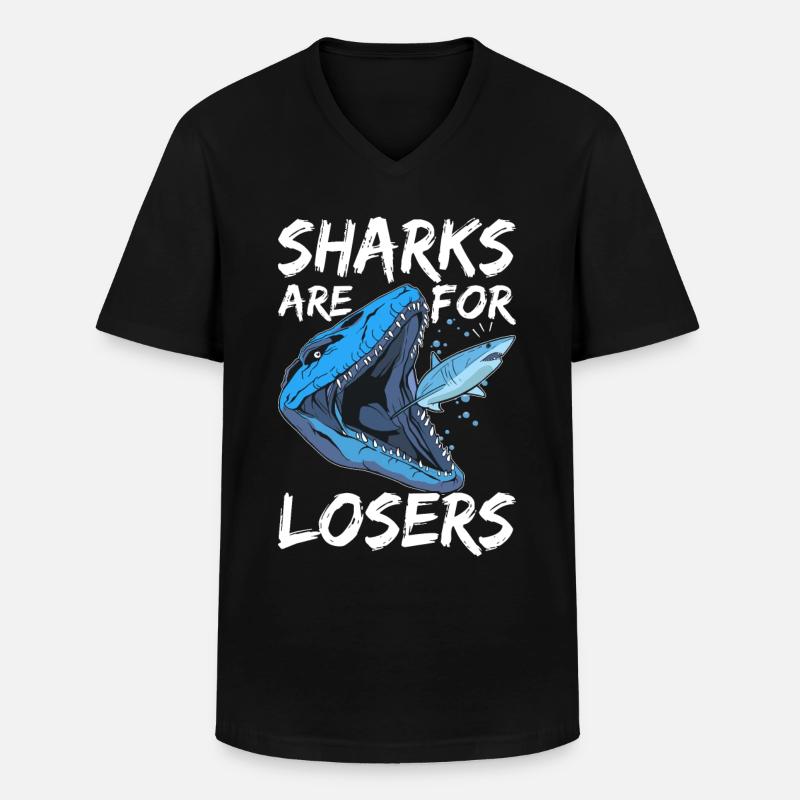 Mosasaurus Dinosaurier - Männer-T-Shirt mit V-Ausschnitt - Schwarz