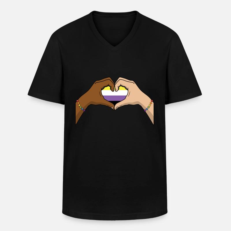 Non Binary Pride Genderqueer - Männer-T-Shirt mit V-Ausschnitt - Schwarz