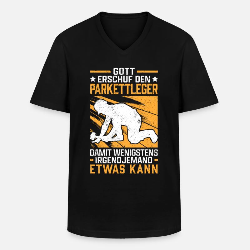 Gott schuf den Parkettleger Fliesenleger - Männer-T-Shirt mit V-Ausschnitt - Schwarz