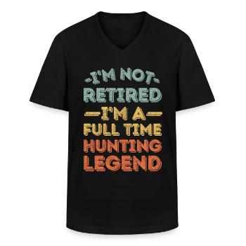 Retraité et légende de la chasse - T-shirt col V Homme - noir - Devant - AI Model Male 178 dark (178cm)