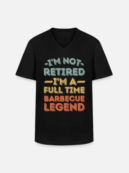 Retired and barbecue legend - Men's V-Neck T-Shirt - black