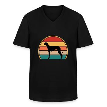 Vieux Lévrier Croate Chien Silhouette Rétro Soleil - T-shirt col V Homme - noir - Devant - AI Model Male 178 dark (178cm)