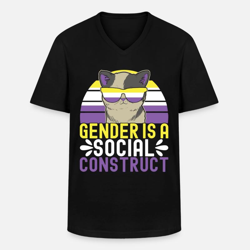 Non Binary Pride Genderqueer - Männer-T-Shirt mit V-Ausschnitt - Schwarz