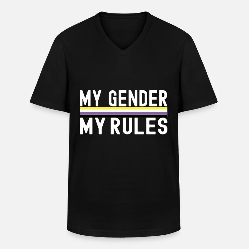 Non Binary Pride Genderqueer - Männer-T-Shirt mit V-Ausschnitt - Schwarz