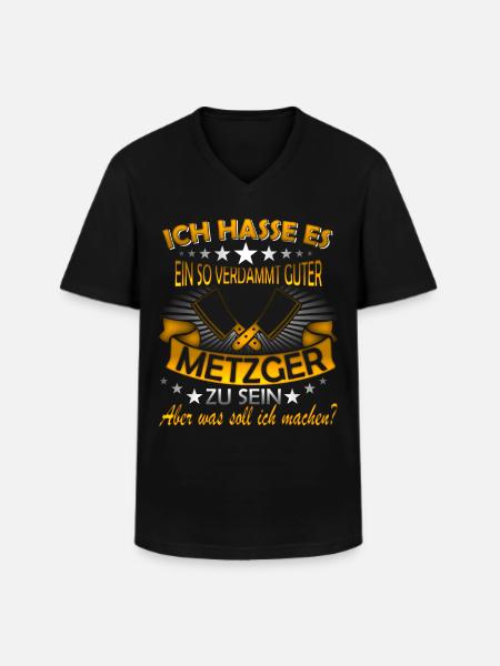 Metzger Spruch - Männer-T-Shirt mit V-Ausschnitt - Schwarz