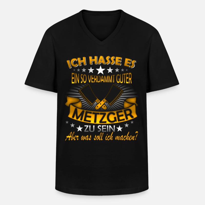Metzger Spruch - Männer-T-Shirt mit V-Ausschnitt - Schwarz