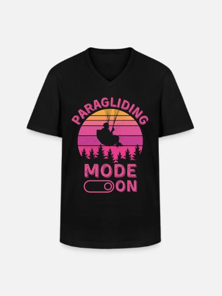 Mode parapente activé - T-shirt col V Homme - noir