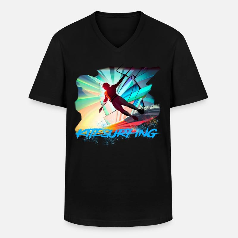 Kitesurfing - Männer-T-Shirt mit V-Ausschnitt - Schwarz