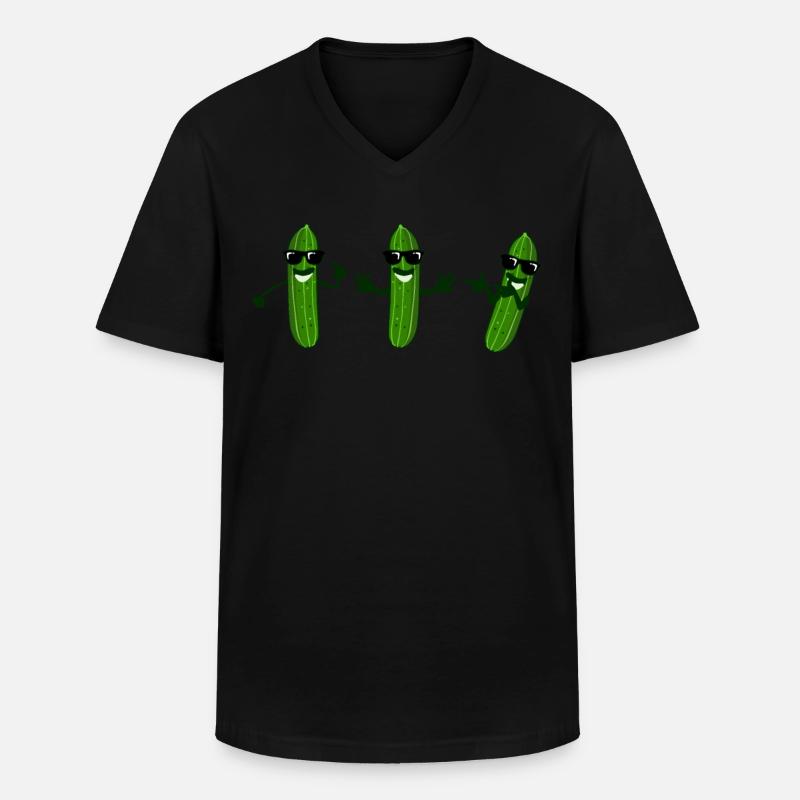 Gurken mit Sonnenbrille Gurke - Männer-T-Shirt mit V-Ausschnitt - Schwarz
