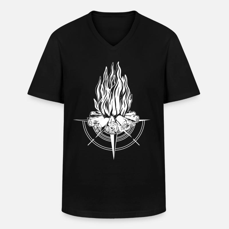 Campfire Compass Fire Fire Pit - Men's V-Neck T-Shirt - black