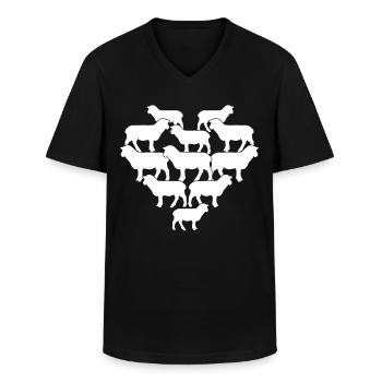 Schaf Schafe Herz Schäfchen - Männer-T-Shirt mit V-Ausschnitt - Schwarz - Vorne - AI Model Male 178 dark (178cm)