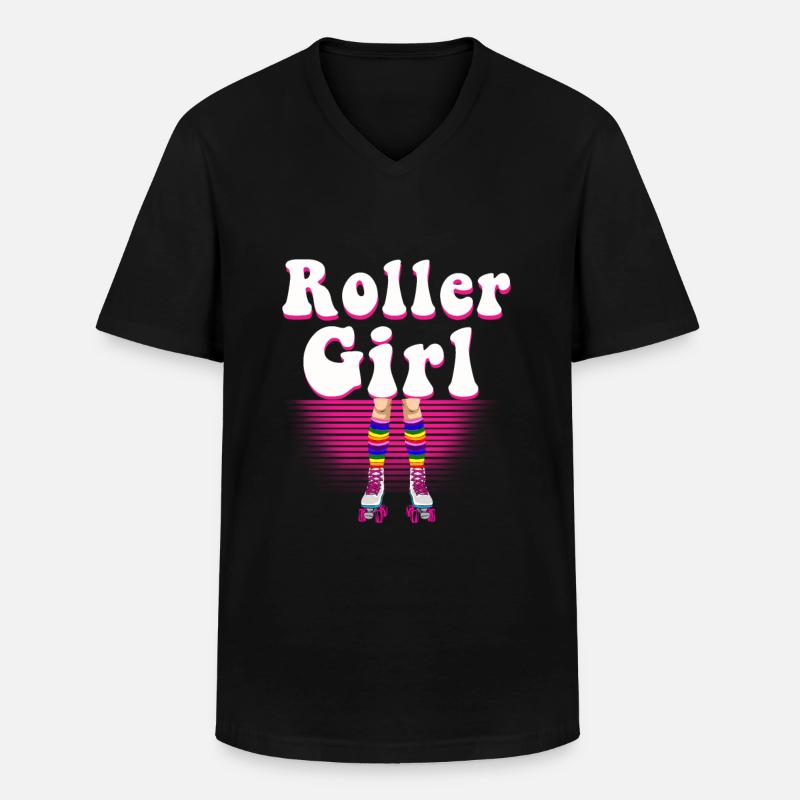 Inline Skater - Männer-T-Shirt mit V-Ausschnitt - Schwarz