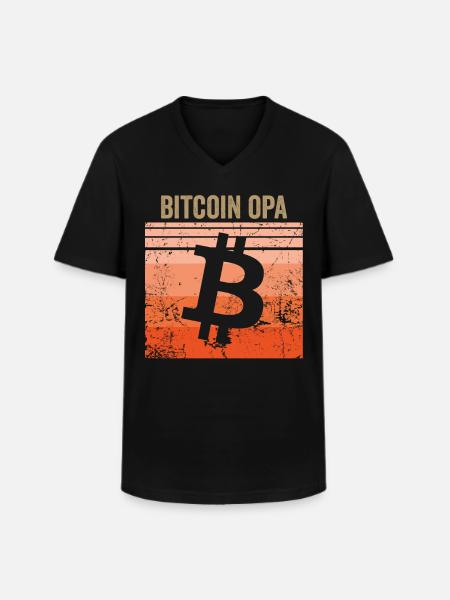 Bitcoin Opa - Männer-T-Shirt mit V-Ausschnitt - Schwarz