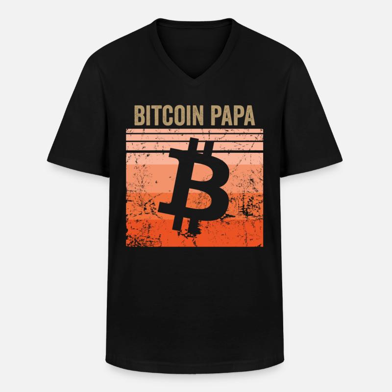 Bitcoin Papa - Männer-T-Shirt mit V-Ausschnitt - Schwarz