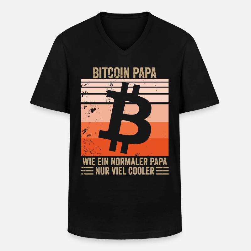 Bitcoin Papa - Männer-T-Shirt mit V-Ausschnitt - Schwarz