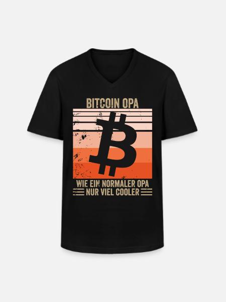 Bitcoin Opa - Männer-T-Shirt mit V-Ausschnitt - Schwarz