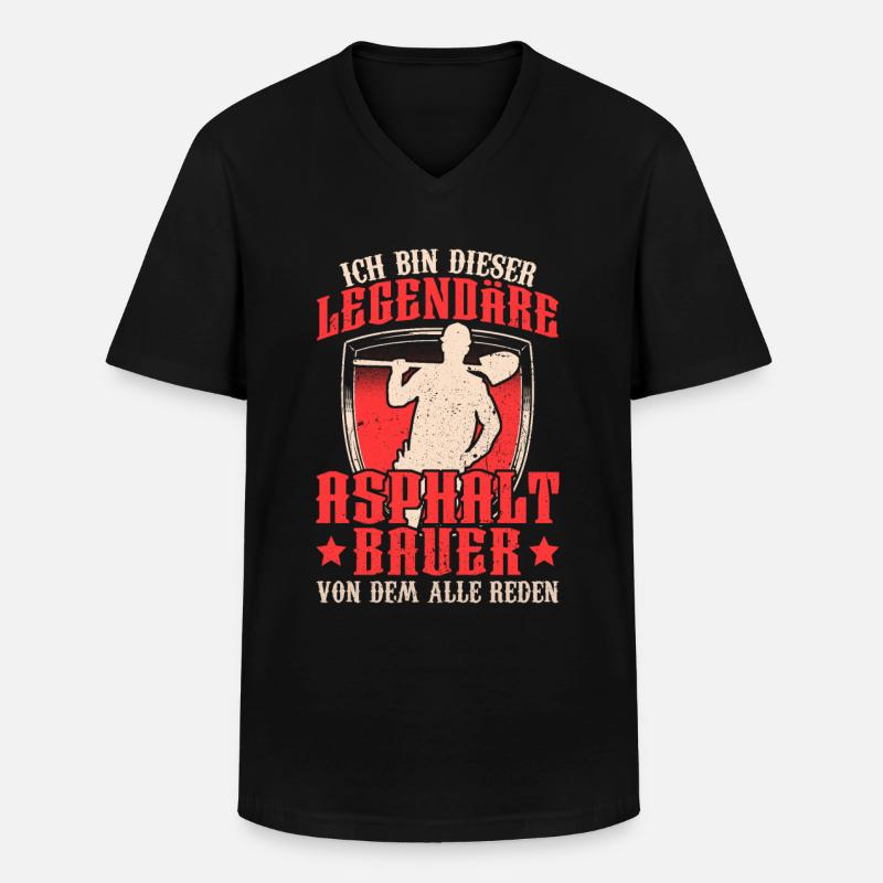 Legendärer Asphaltbauer Straßenbauer - Männer-T-Shirt mit V-Ausschnitt - Schwarz
