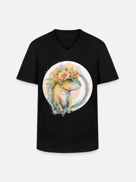 Cute Lizard Chameleon Flower Crown Pet Reptile Lov - Men's V-Neck T-Shirt - black