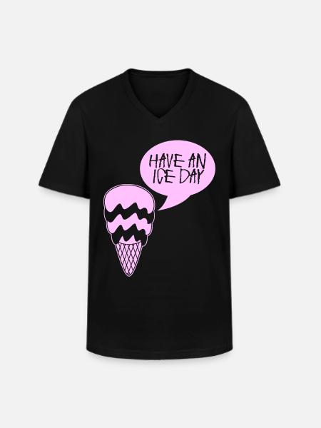 Eis Eisbecher Eiscreme - Männer-T-Shirt mit V-Ausschnitt - Schwarz