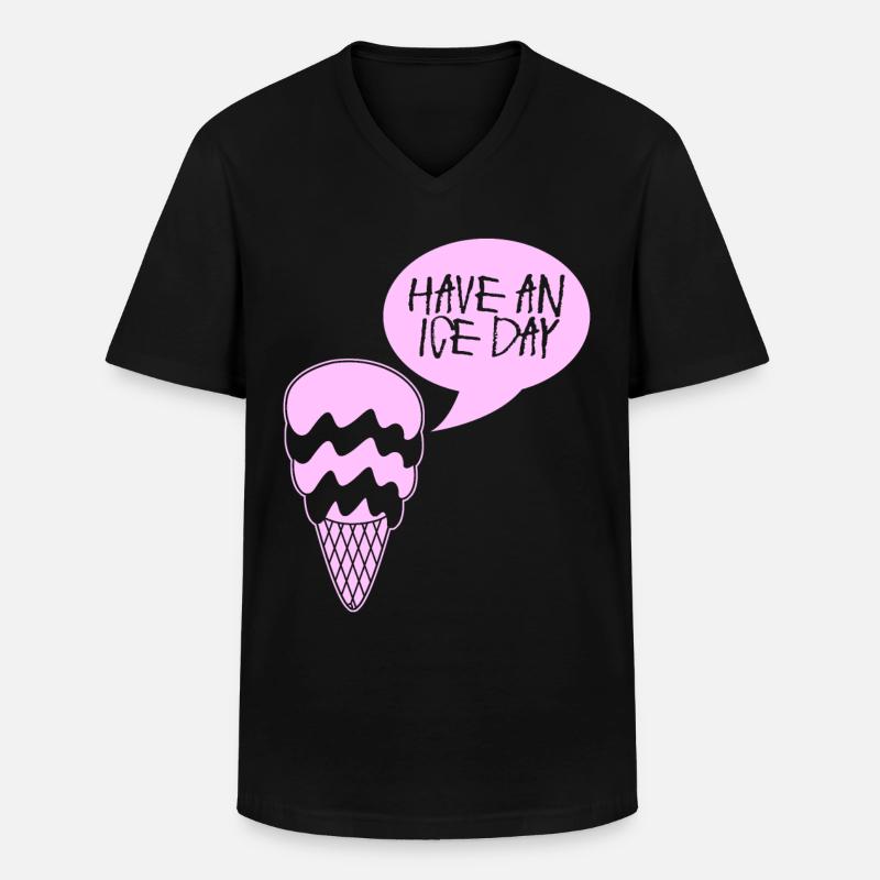 Eis Eisbecher Eiscreme - Männer-T-Shirt mit V-Ausschnitt - Schwarz